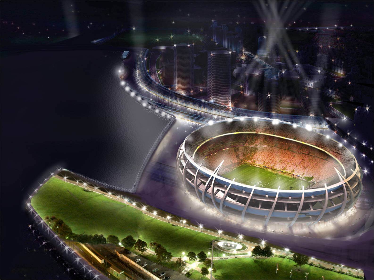 用Altair激发创建的巨大体育场设计项目的模拟。